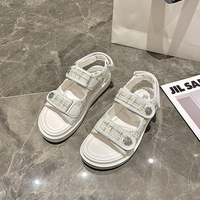 صنادل نسائية بمنصة مانعة للانزلاق ، منزلقات مصممة ، أحذية شاطئ غير رسمية خارجية ، صنادل بحلقة خطافية ، فاخرة ، صيفية - الصورة 5